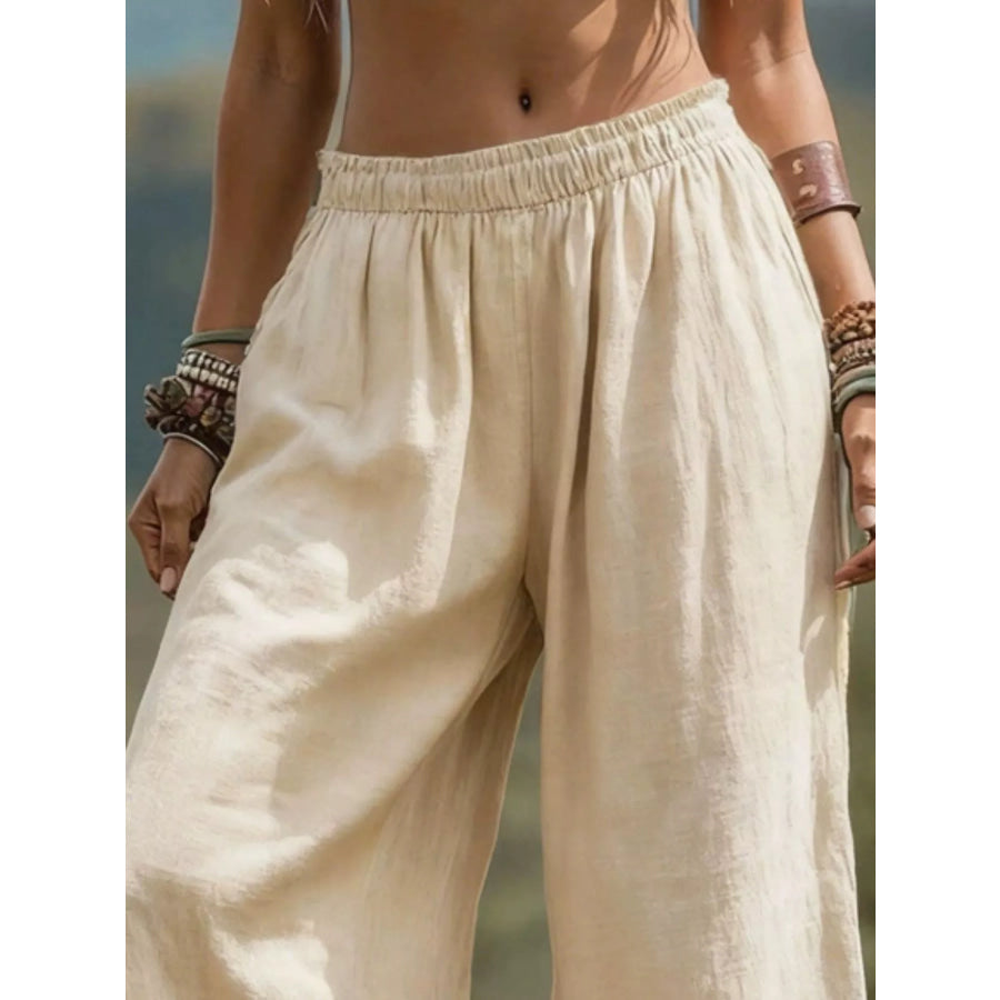 Full Size Bohemian Wide-Leg Pants Plus Size Apparel and Accessories