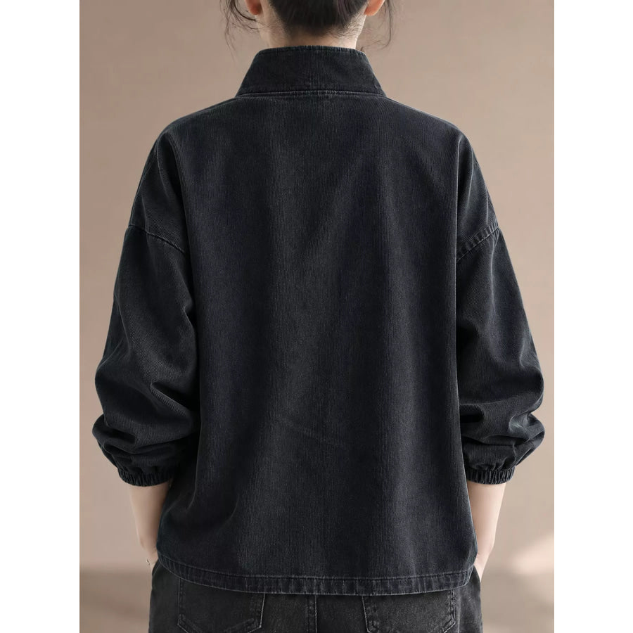 Full Size Button Detail Dropped Shoulder Sweatshirt Plus Apparel and Accessories