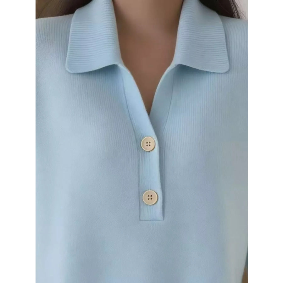 Full Size Button Detail Long Sleeve Sweater Plus Size Apparel and Accessories