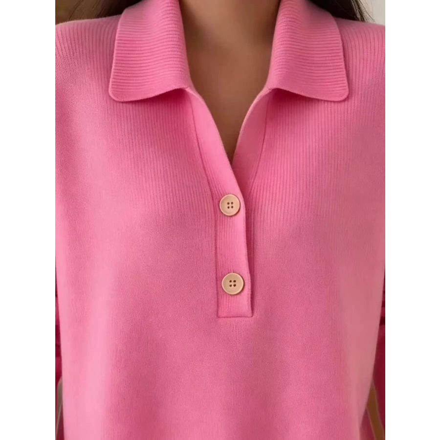 Full Size Button Detail Long Sleeve Sweater Plus Size Apparel and Accessories