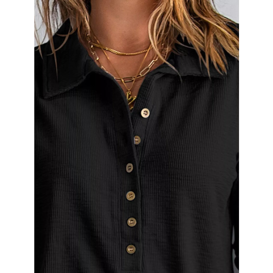 Full Size Button Detail Long Sleeve Top Plus Size Apparel and Accessories