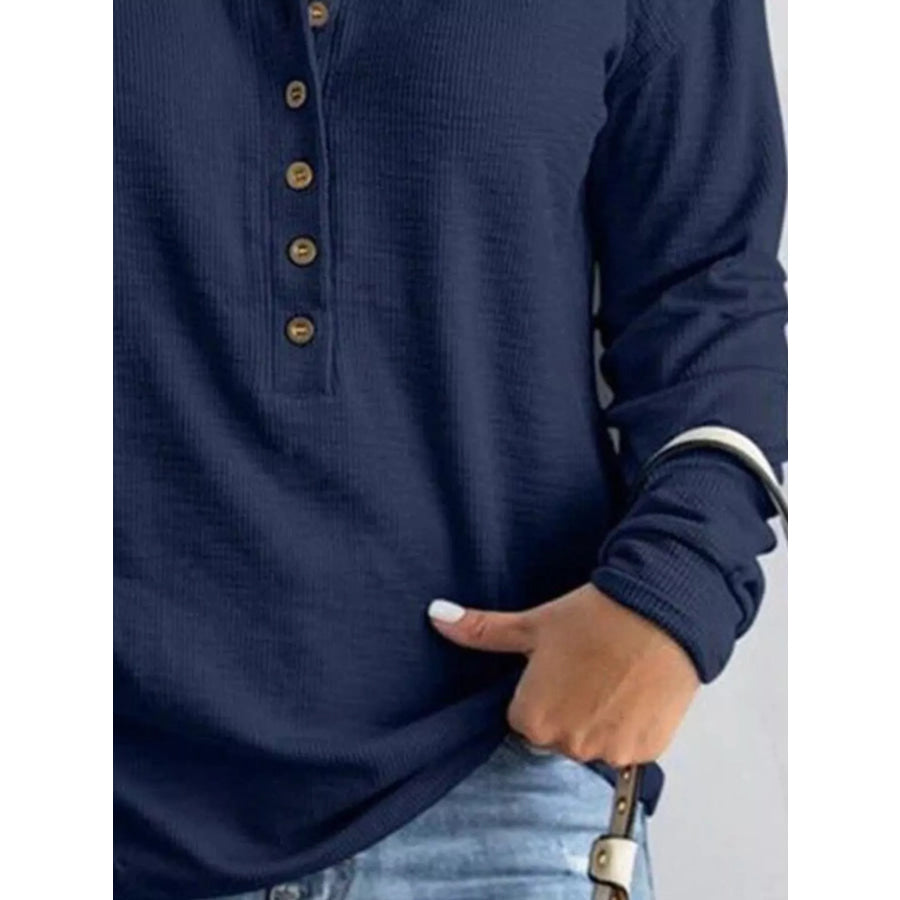 Full Size Button Detail Long Sleeve Top Plus Size Apparel and Accessories