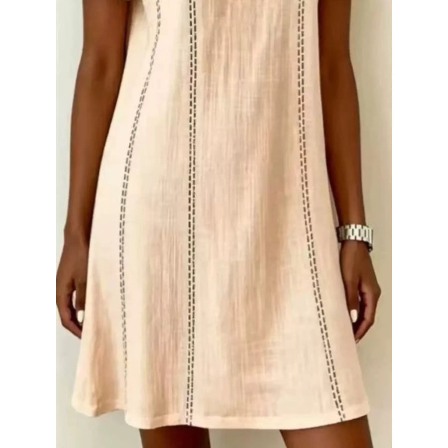 Full Size Button Detail Short Sleeve Shift Dress Plus Apparel and Accessories
