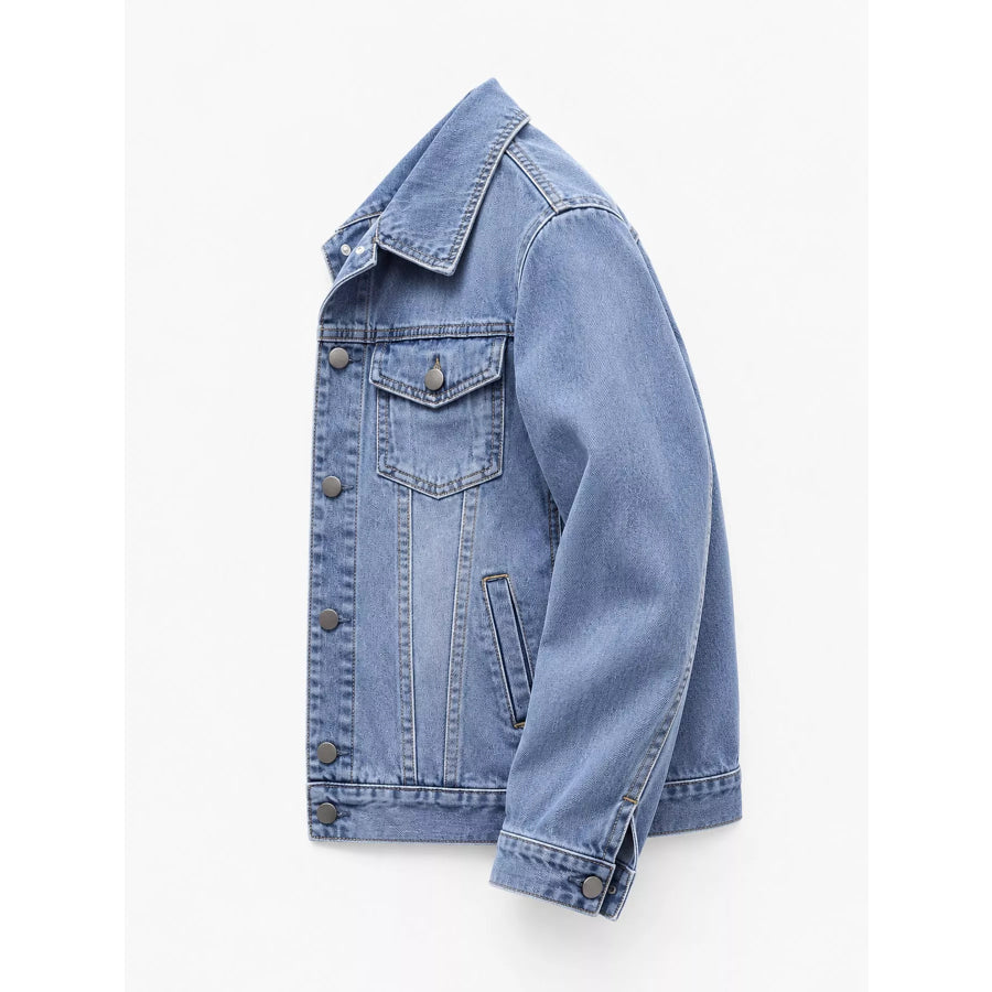 Full Size Button-Down Front Denim Jacket Plus Apparel and Accessories