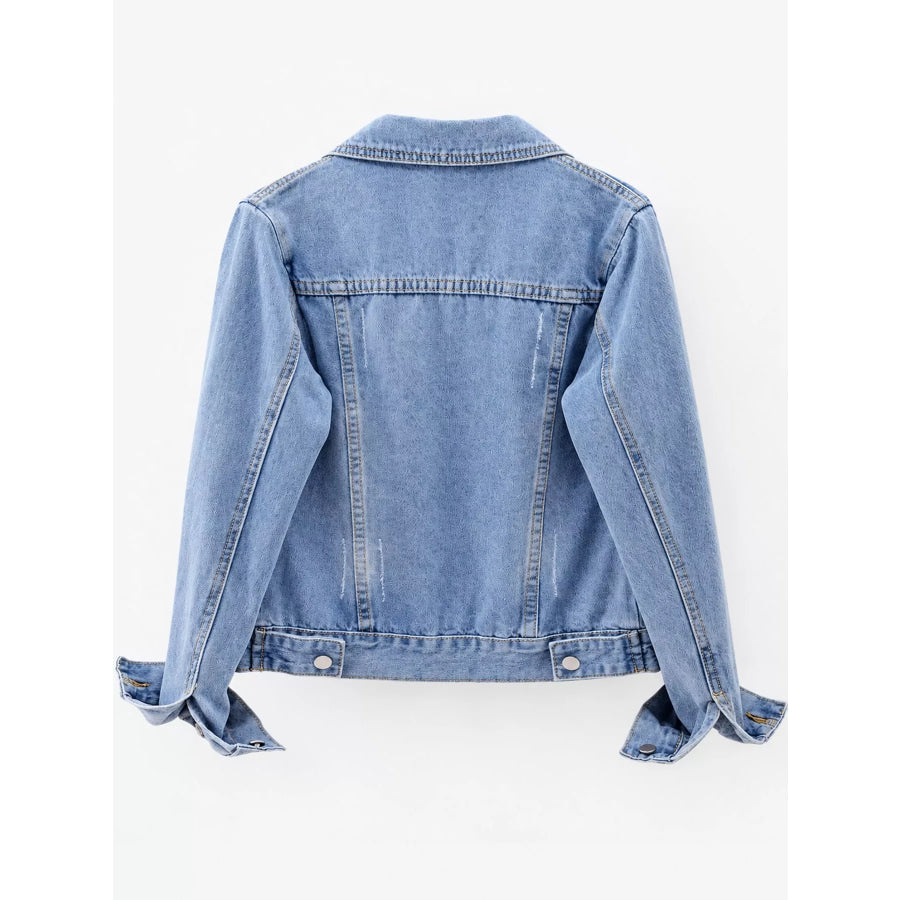 Full Size Button-Down Front Denim Jacket Plus Apparel and Accessories