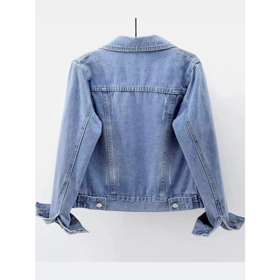 Full Size Button-Down Front Denim Jacket Plus Apparel and Accessories