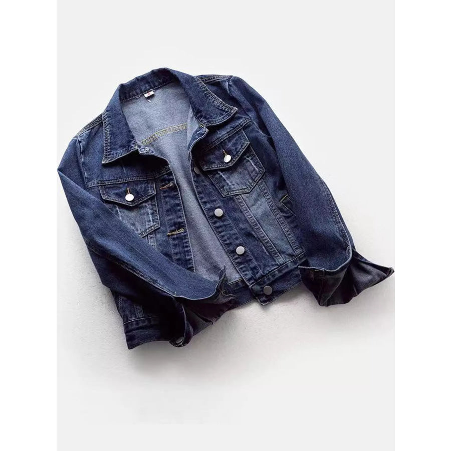 Full Size Button-Down Front Denim Jacket Plus Medium / S Apparel and Accessories