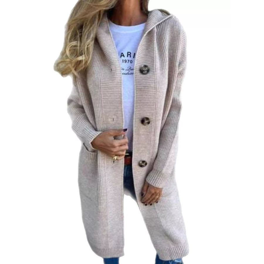 Full Size Button-Down Hooded Cardigan Plus Apparel and Accessories