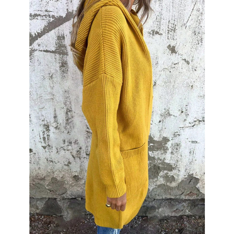 Full Size Button-Down Hooded Cardigan Plus Size Apparel and Accessories