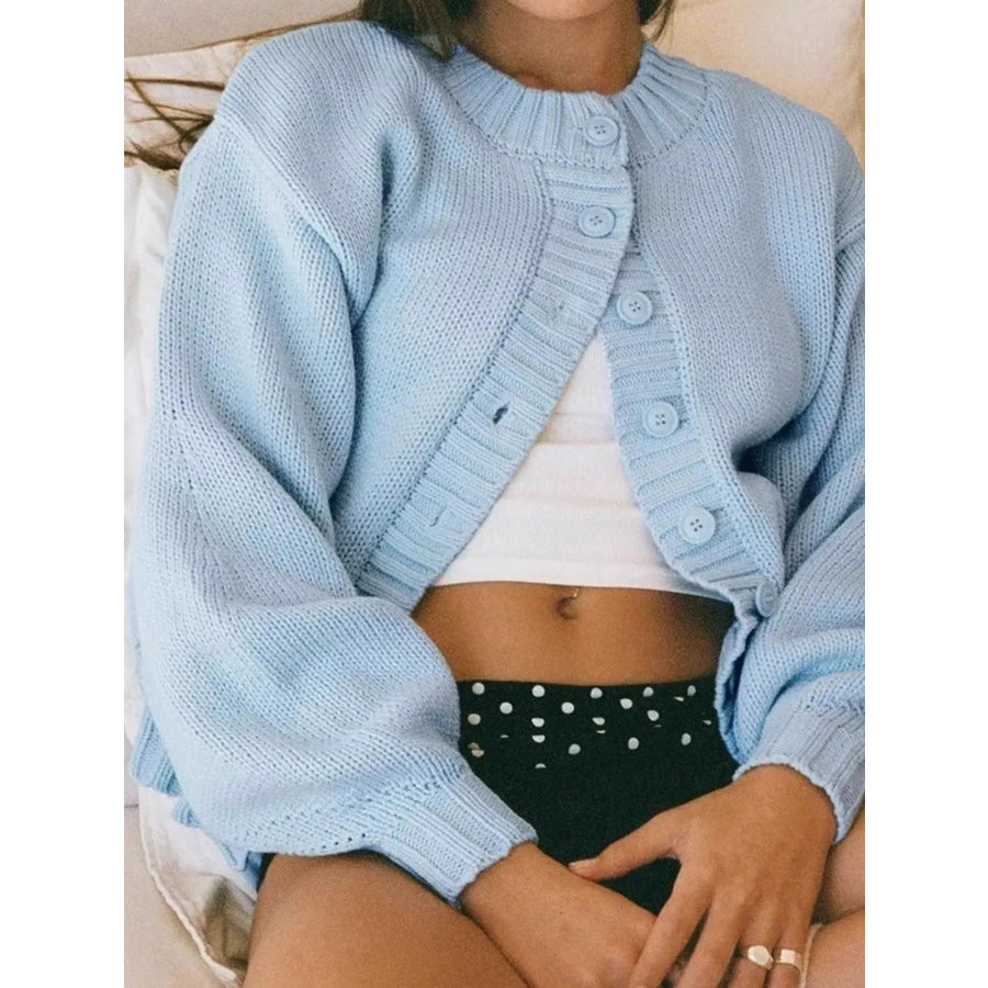 Full Size Button-Down Knit Cardigan Plus Size Apparel and Accessories