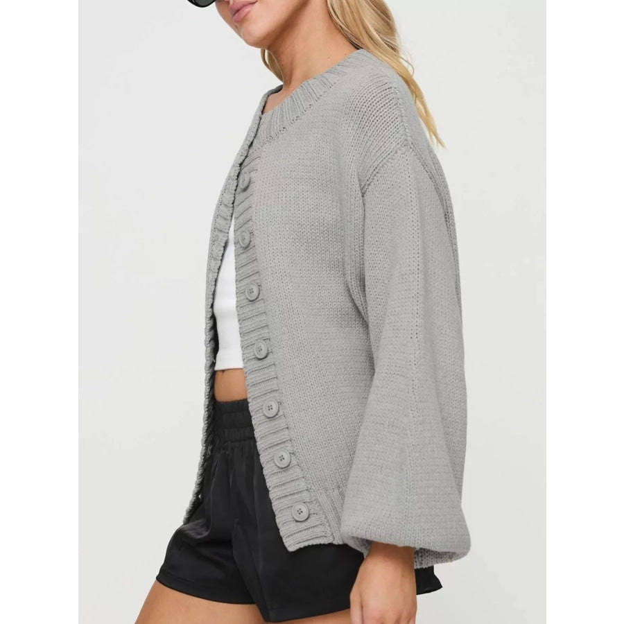 Full Size Button-Down Knit Cardigan Plus Size Apparel and Accessories