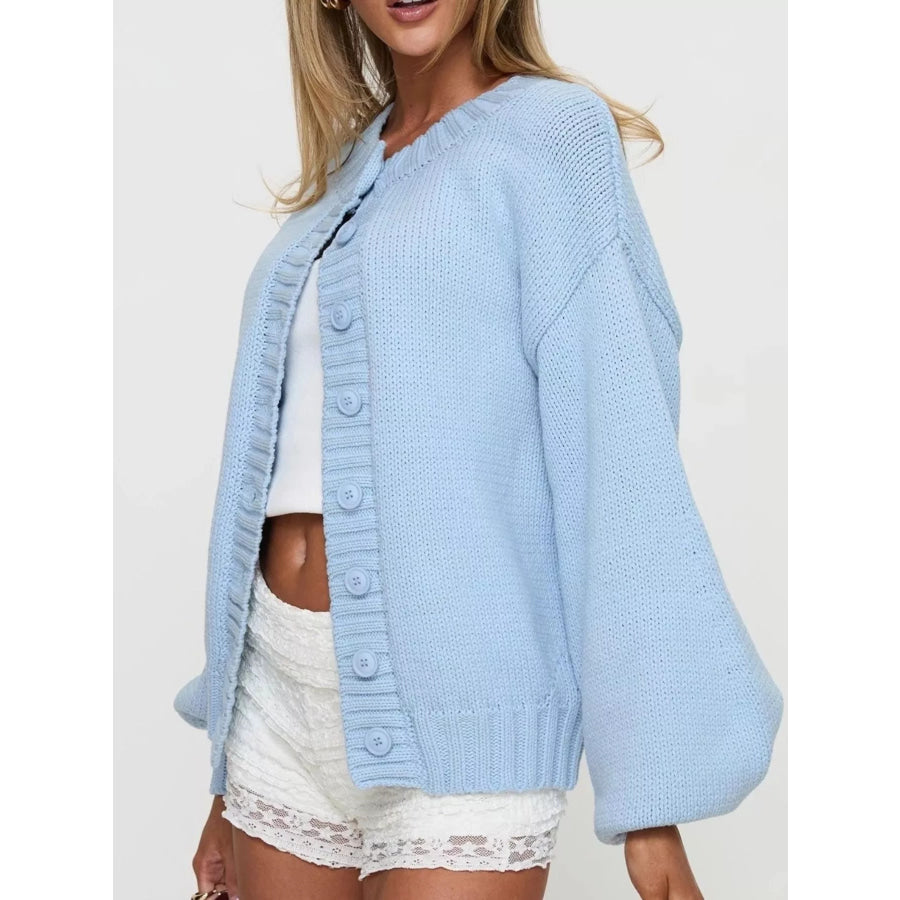 Full Size Button-Down Knit Cardigan Plus Size Apparel and Accessories