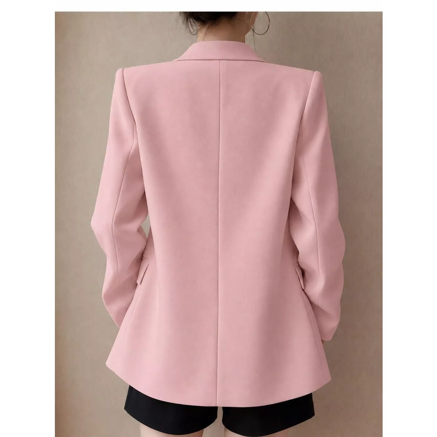 Full Size Button-Down Lapel Collar Blazer Plus Apparel and Accessories