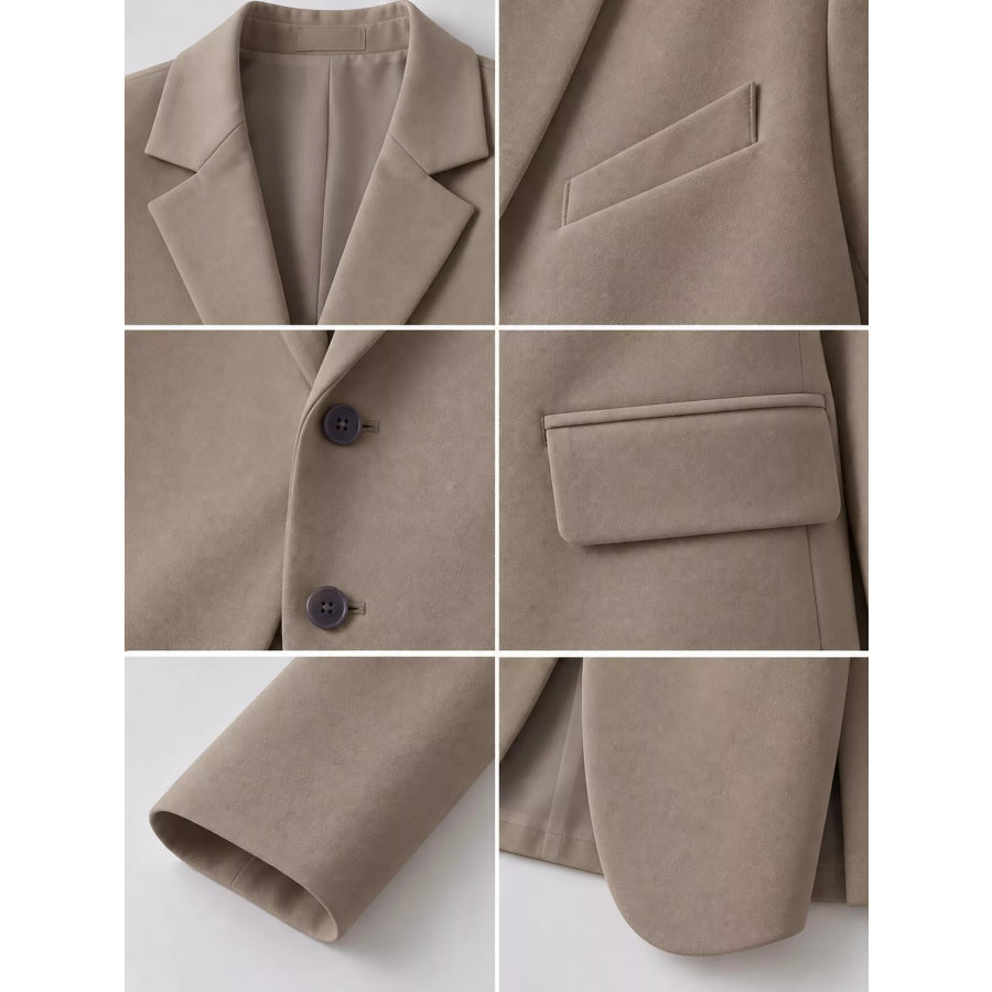Full Size Button-Down Lapel Collar Blazer Plus Apparel and Accessories