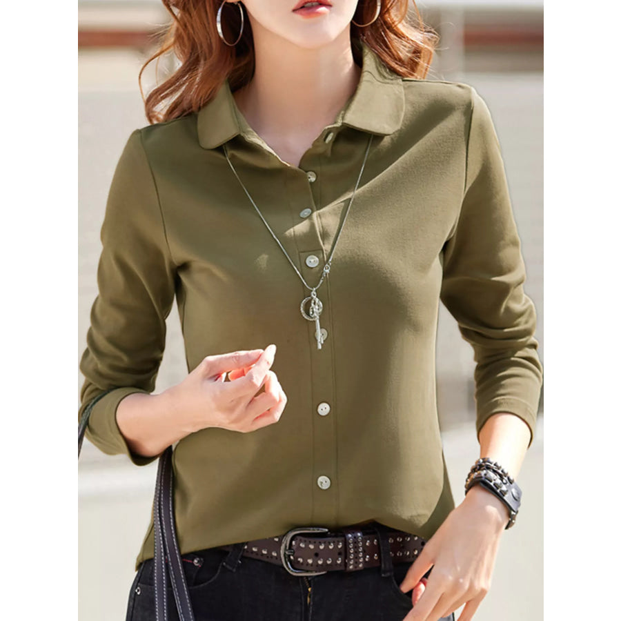 Full Size Button-Down Long Sleeve Shirt Plus Apparel and Accessories