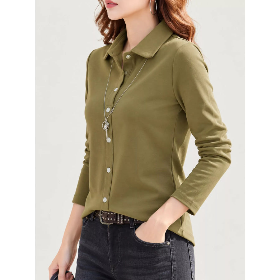 Full Size Button-Down Long Sleeve Shirt Plus Apparel and Accessories