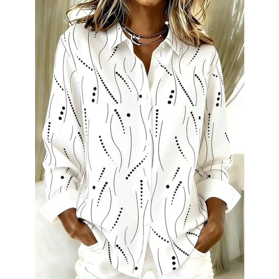 Full Size Button-Down Long Sleeve Shirt Plus XZ-1688-8707 / S Apparel and Accessories