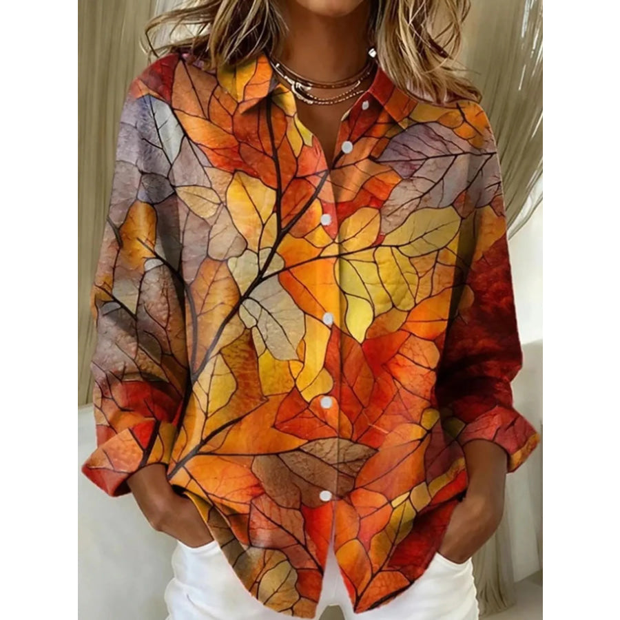 Full Size Button-Down Long Sleeve Shirt Plus XZ-1688-8710 / S Apparel and Accessories