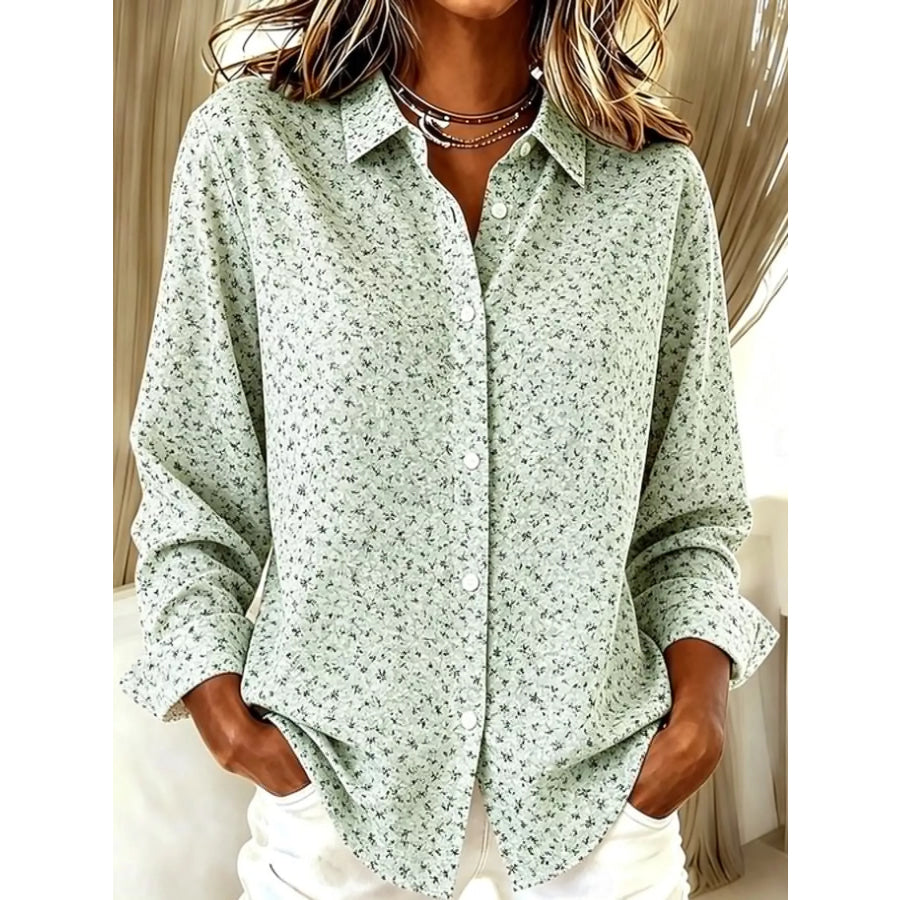 Full Size Button-Down Long Sleeve Shirt Plus XZ-1688-8725 / S Apparel and Accessories