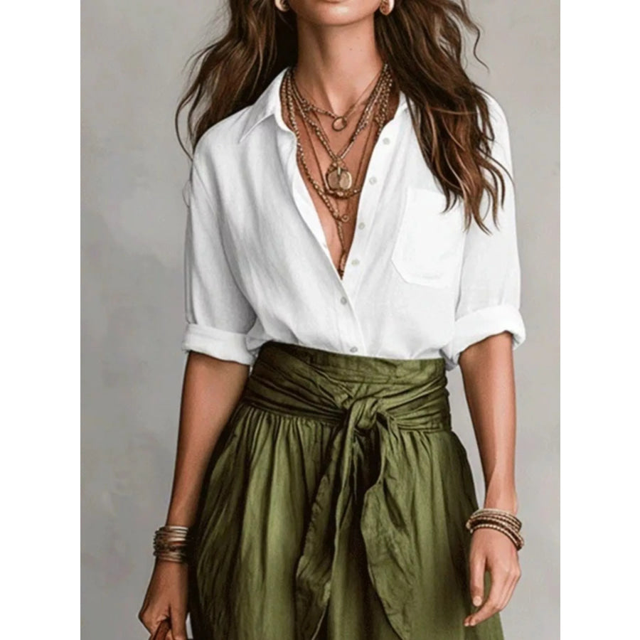 Full Size Button-Down Shirt and Skirt Set Plus Size Apparel and Accessories