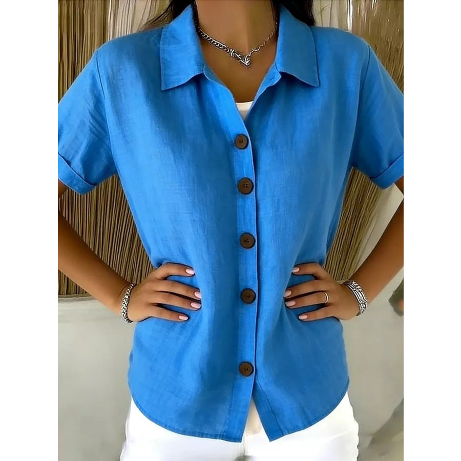 Full Size Button-Down Short Sleeve Shirt Plus Apparel and Accessories