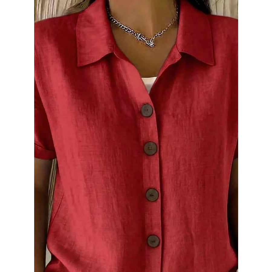 Full Size Button-Down Short Sleeve Shirt Plus Apparel and Accessories
