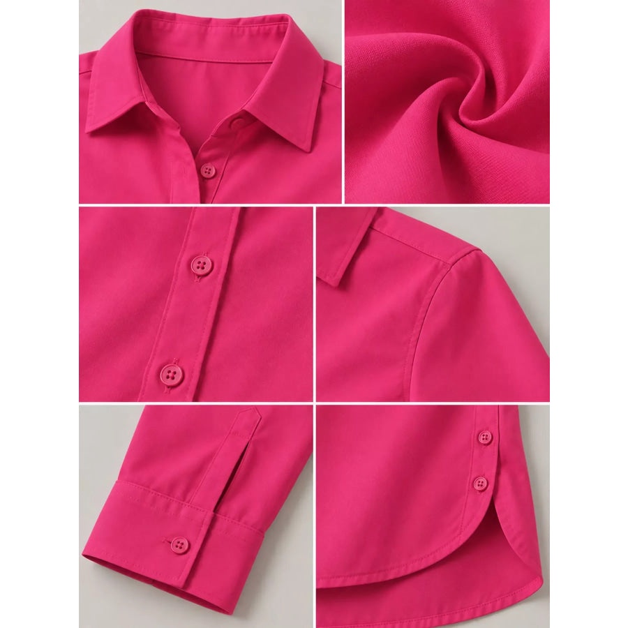 Full Size Button Up Long Sleeve Shirt Plus Apparel and Accessories