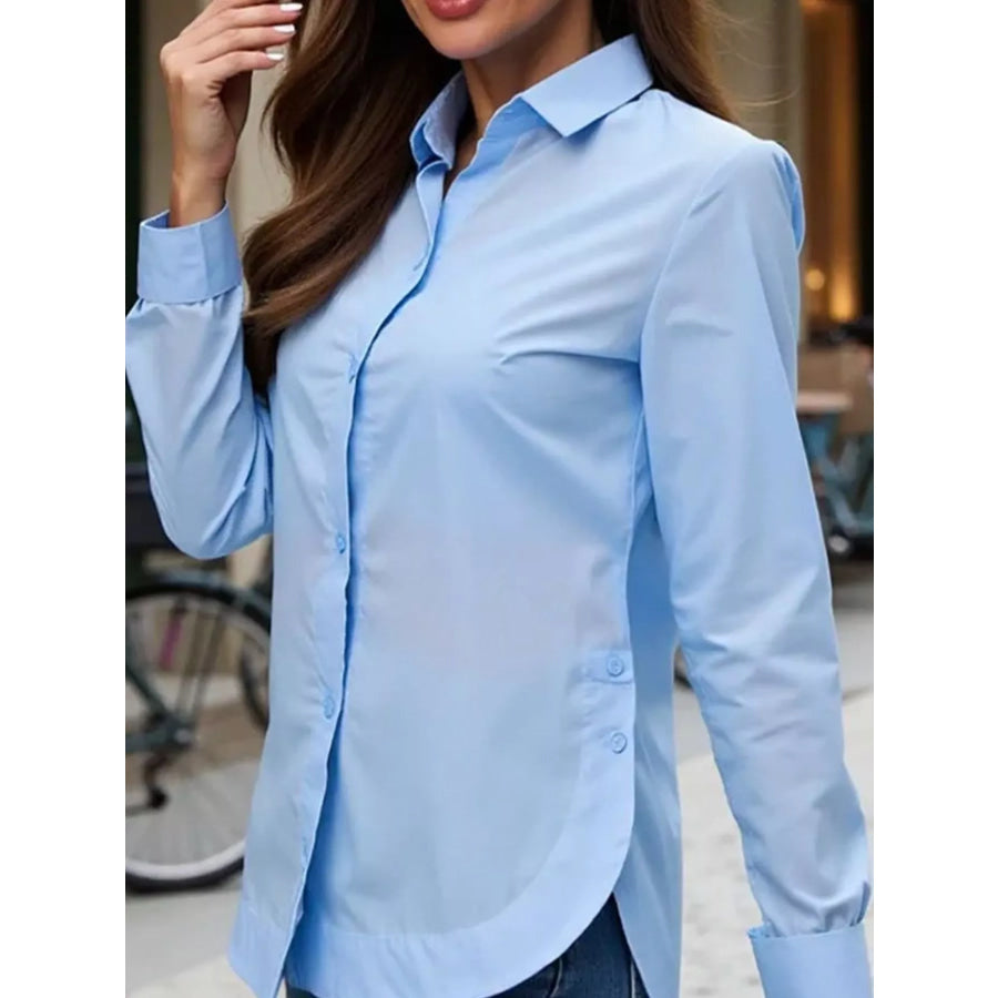 Full Size Button Up Long Sleeve Shirt Plus Apparel and Accessories