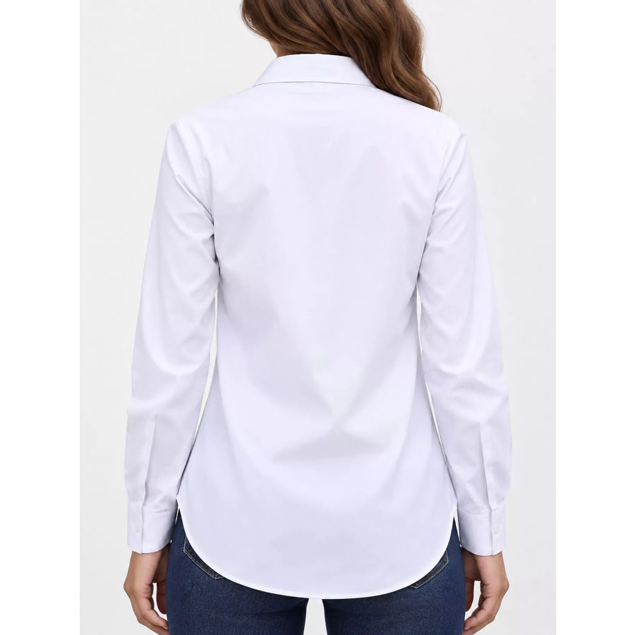 Full Size Button Up Long Sleeve Shirt Plus Apparel and Accessories