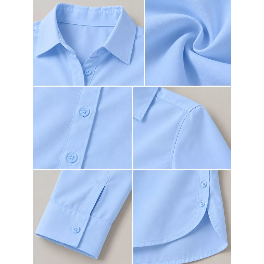 Full Size Button Up Long Sleeve Shirt Plus Apparel and Accessories