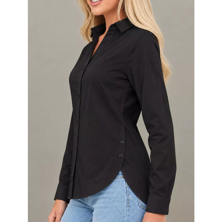 Full Size Button Up Long Sleeve Shirt Plus Apparel and Accessories