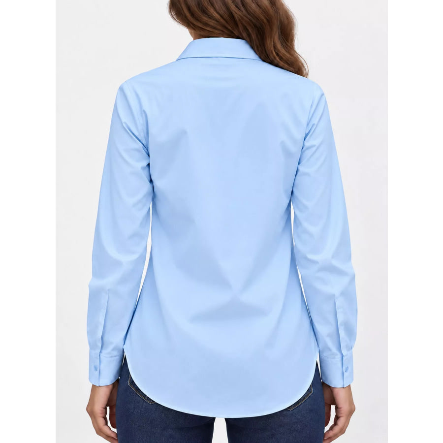 Full Size Button Up Long Sleeve Shirt Plus Apparel and Accessories