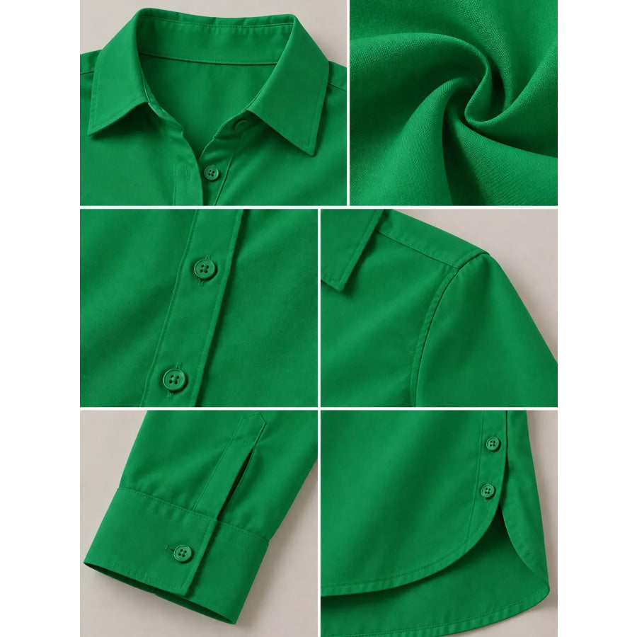 Full Size Button Up Long Sleeve Shirt Plus Apparel and Accessories