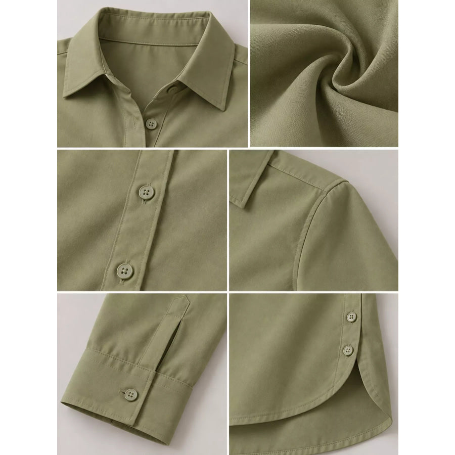 Full Size Button Up Long Sleeve Shirt Plus Apparel and Accessories
