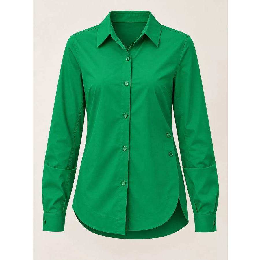 Full Size Button Up Long Sleeve Shirt Plus Apparel and Accessories
