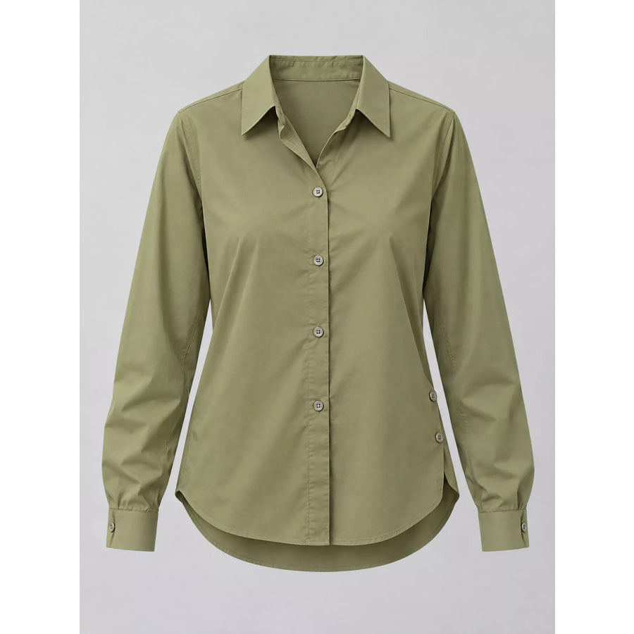 Full Size Button Up Long Sleeve Shirt Plus Apparel and Accessories