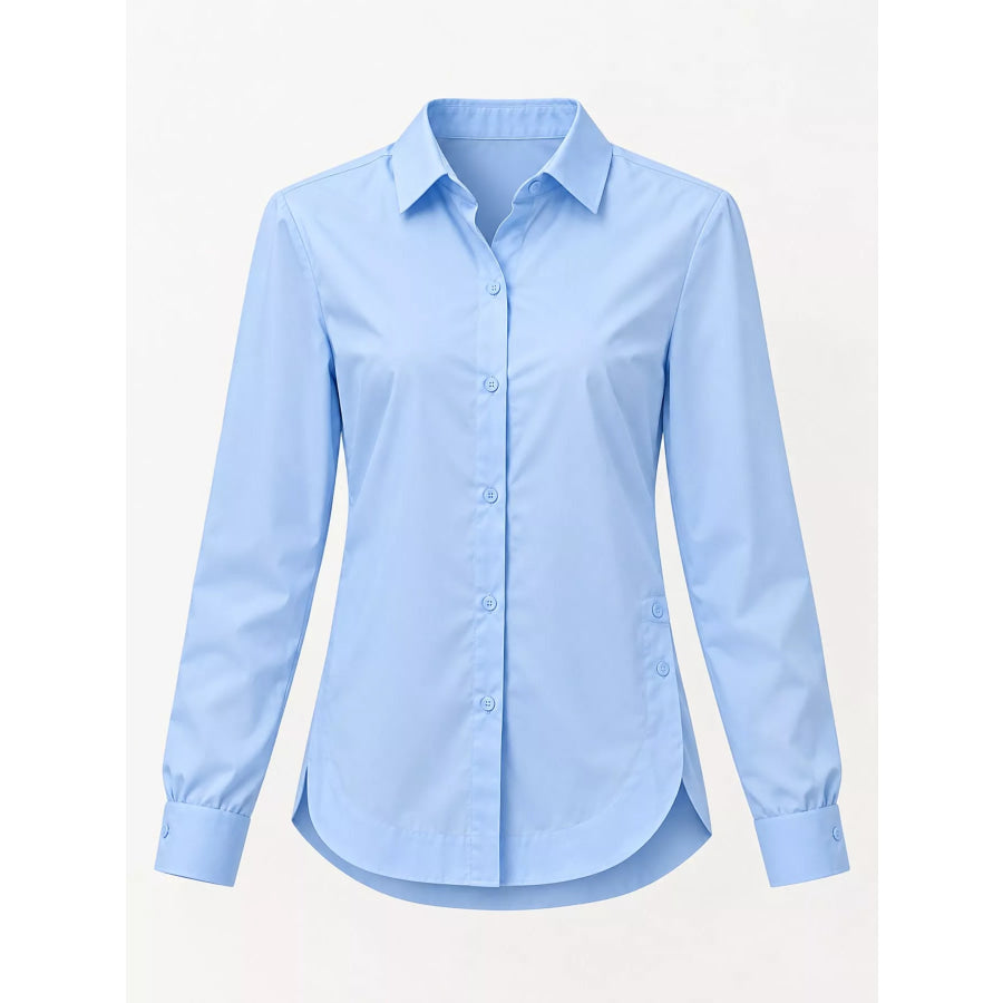 Full Size Button Up Long Sleeve Shirt Plus Apparel and Accessories