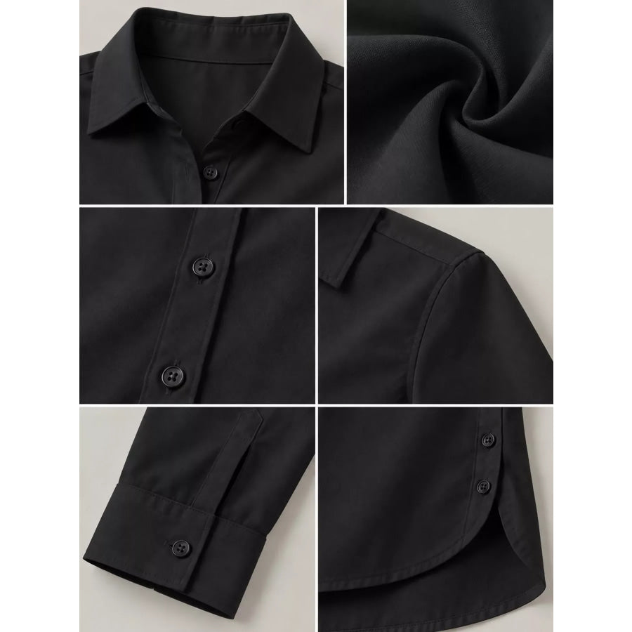 Full Size Button Up Long Sleeve Shirt Plus Apparel and Accessories