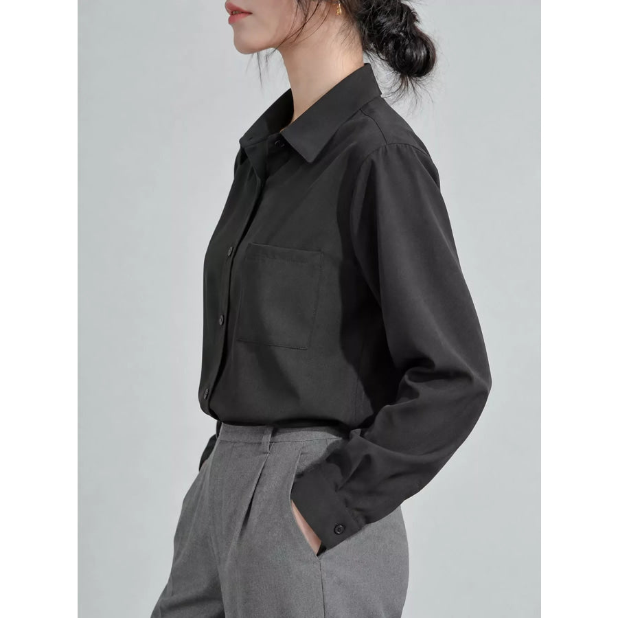 Full Size Button Up Long Sleeve Shirt Plus Apparel and Accessories