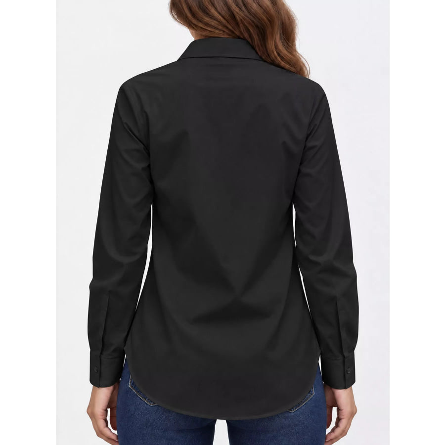 Full Size Button Up Long Sleeve Shirt Plus Apparel and Accessories