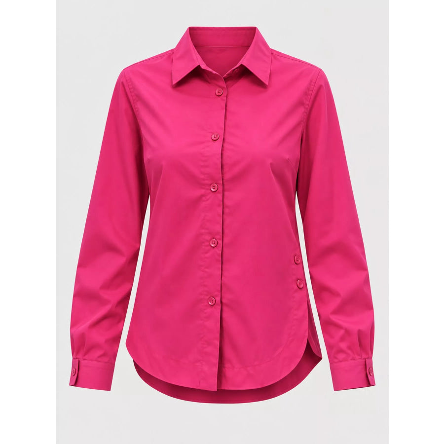 Full Size Button Up Long Sleeve Shirt Plus Apparel and Accessories