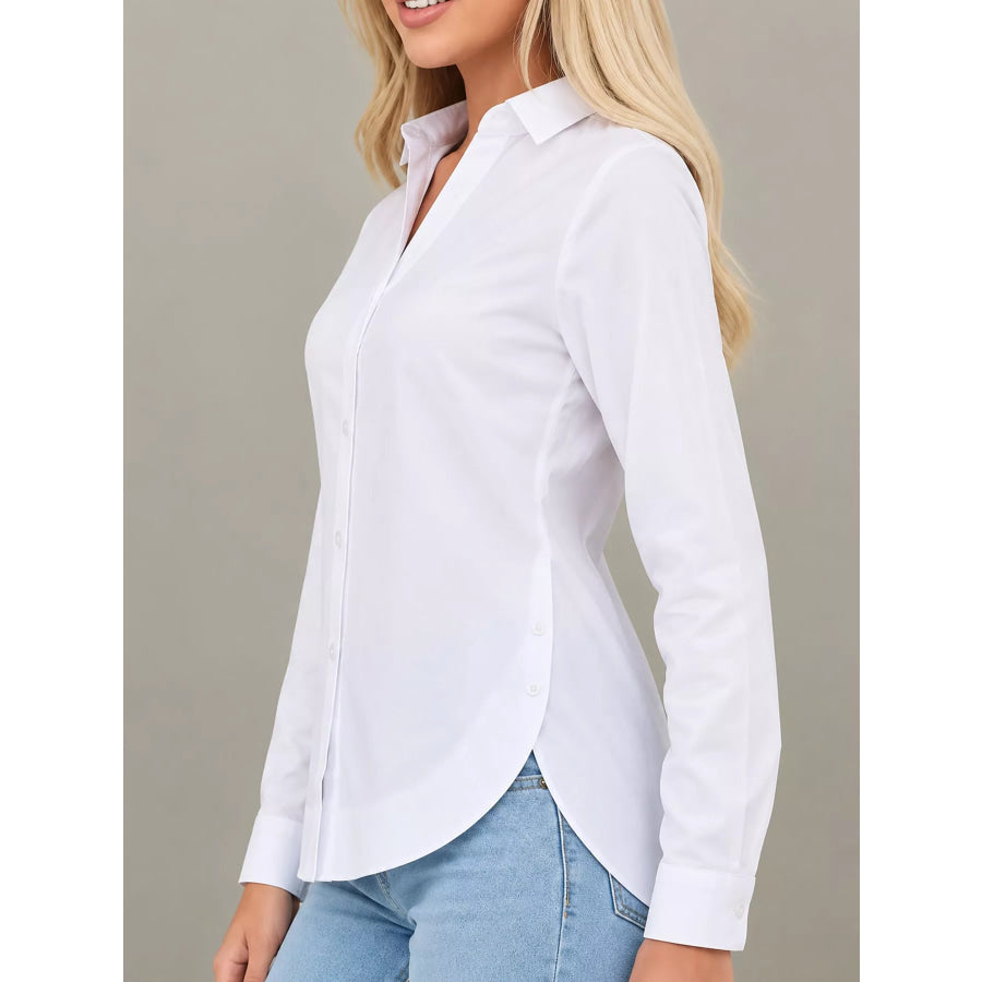 Full Size Button Up Long Sleeve Shirt Plus Apparel and Accessories