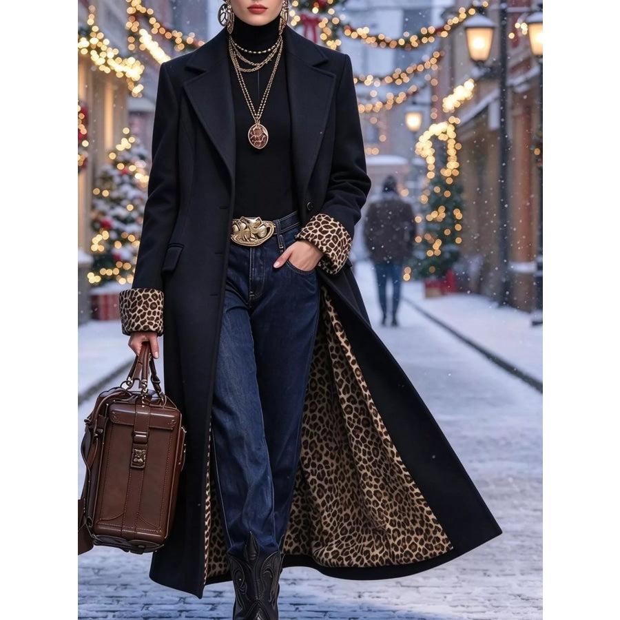 Full Size Button Up Longline Coat Plus Black-Woolen Version / S Apparel and Accessories