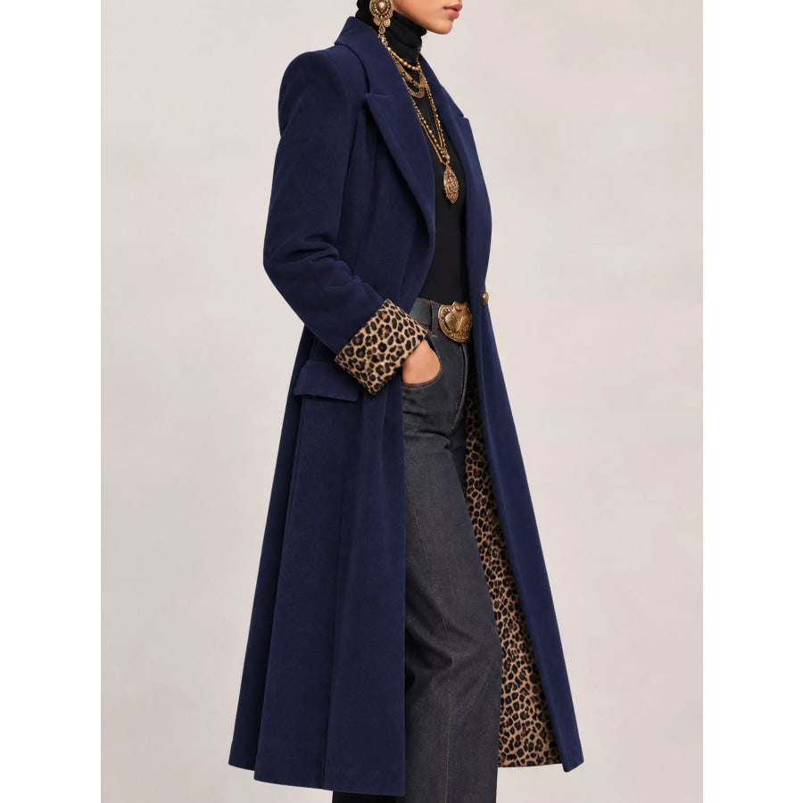 Full Size Button Up Longline Coat Plus Blue-Woolen Version / S Apparel and Accessories