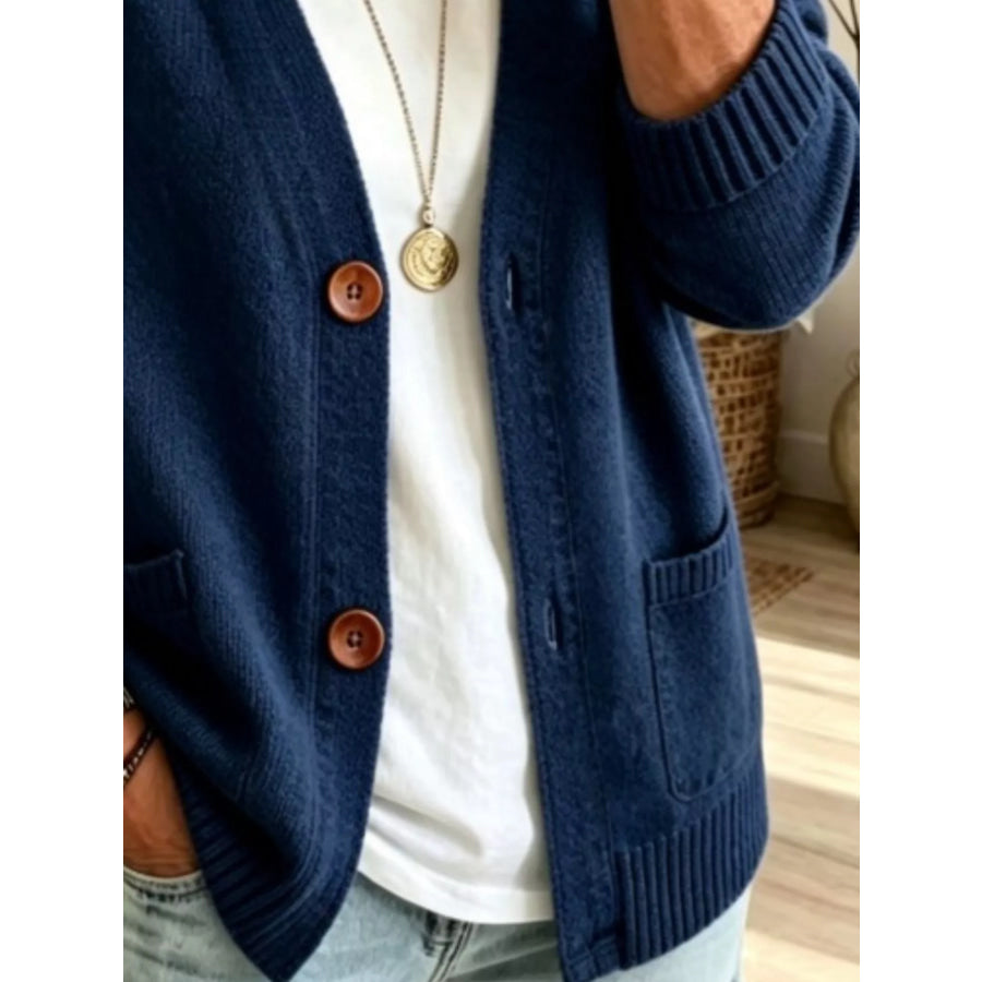 Full Size Button Up Raglan Sleeve Cardigan Plus Apparel and Accessories