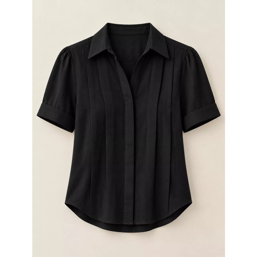Full Size Button Up Short Sleeve Shirt Plus Apparel and Accessories