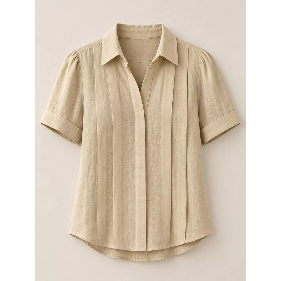 Full Size Button Up Short Sleeve Shirt Plus Apparel and Accessories