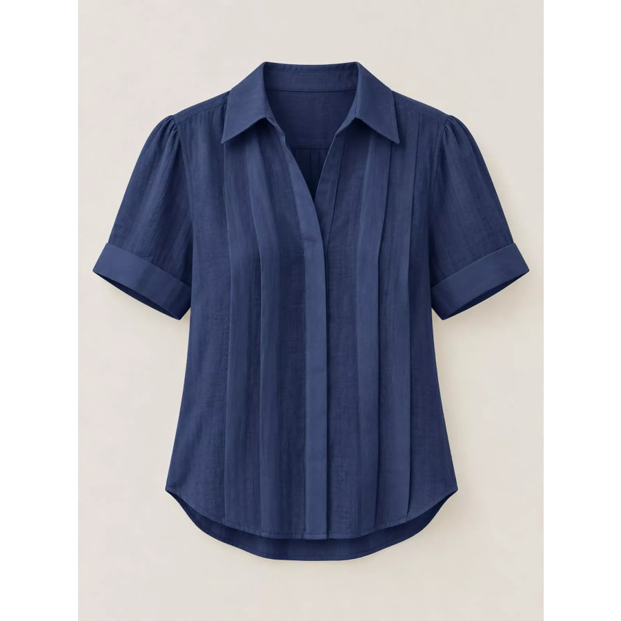 Full Size Button Up Short Sleeve Shirt Plus Apparel and Accessories