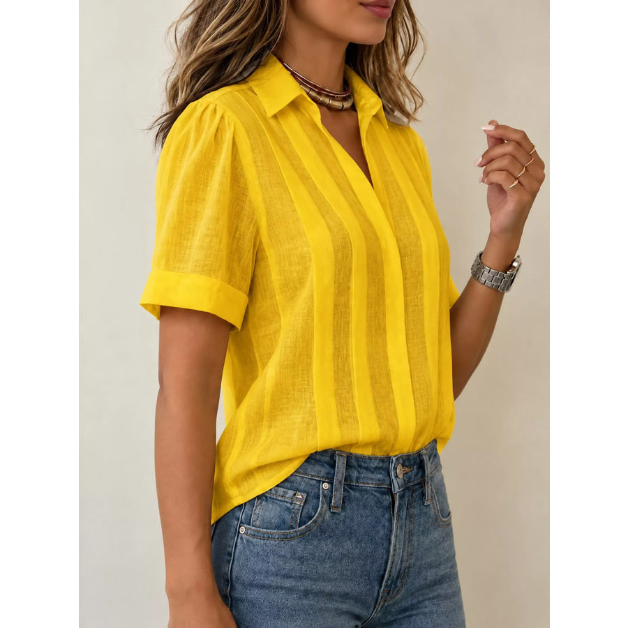 Full Size Button Up Short Sleeve Shirt Plus Apparel and Accessories