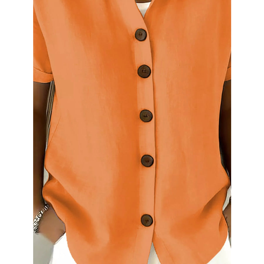 Full Size Button Up Short Sleeve Shirt Plus Size Apparel and Accessories